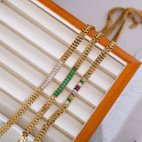 Elegant Color Block Stainless Steel Plating Inlay Zircon 18K Gold Plated Bracelets