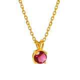 Birth Crystal Zircon Simple Style Solid Color Titanium Steel Plating 18K Gold Plated Pendant Necklace