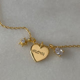 Zircon MOM Star Heart Shape Titanium Steel Pendant Necklace