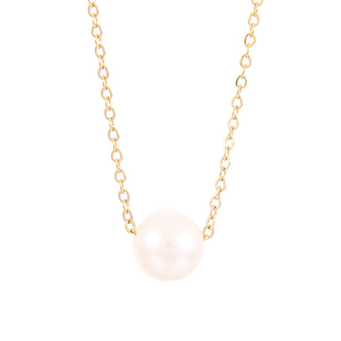 Round Pearl Stainless Steel Titanium Steel Plating 18K Gold Plated Necklace