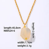 Simple Rhombus stainless steel natural stone plating chain pendant necklace