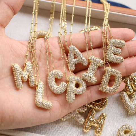 Letter Copper 18K Gold Plated Pendant Necklace