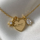 Zircon MOM Star Heart Shape Titanium Steel Pendant Necklace