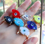 Good Luck Eye Choose Color Gold Plated Glass Stone Open Ring