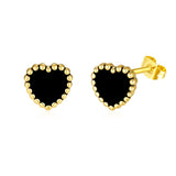 1 pair cute heart shape enamel stainless steel 18k gold plated earrings
