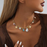Sweet Simple Style Natural Stone Shell Plating Gold Plated Necklace