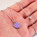 shiny heart shape stainless steel titanium steel gold plated silver plated artificial gemstones necklace