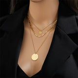 3 Layered Round Stainless Steel Plating 18K Gold Plated Necklaces