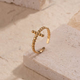 Casual stainless steel plating hollow out 18k gold plated open ring