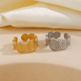 Roman Style Spiral Stainless Steel Plating 18K Gold Plated Open Rings