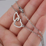 Double heart shape stainless steel plating gold plated pendant necklace