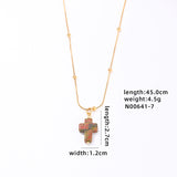 Simple Cross stainless steel natural stone plating chain gold plated pendant necklace