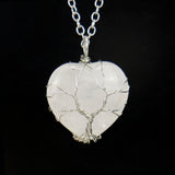 Heart shape natural stone ferroalloy knitting pendant necklace