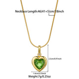 Zircon Heart Shape Stainless Steel Plating Inlay 18K Gold Plated Pendant Necklace