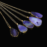 Agate Water Droplets Natural Stone Alloy Chain Necklace
