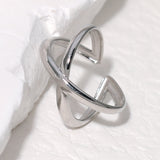 simple style solid color stainless steel plating gold plated open rings