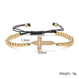 simple style commute cross copper 18k gold plated zircon bracelets in bulk