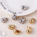 Zircon Water Droplets Artificial Gemstones Crystal 18K Gold Plated White Gold Plated Ear Studs