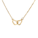 Double heart shape stainless steel plating gold plated pendant necklace
