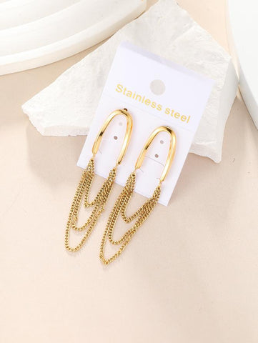 Geometric stainless steel 18k gold plated drop earrings