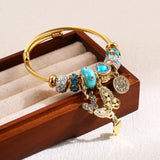 Butterfly Stainless Steel & Alloy Beaded Rhinestones Bangle
