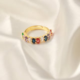 Elegant Glam Luxurious Solid Color Copper Plating Inlay Zircon 18K Gold Plated Open Rings