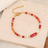 Natural Stone Color Block Stainless Steel  Bracelets