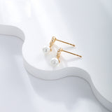 Artificial pearls rhinestones 18k gold plated ear studs