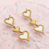 Princess Sweet Heart Shape Stainless Steel Artificial Pearls Gold Plated Earrings