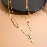 Cross Layered Necklace Gold Plated