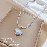 Simple Style Classic Style Heart Shape Titanium Steel Inlay Shell Pendant Necklace