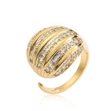 Exaggerated Simple Style Commute Geometric Copper Plating Inlay Zircon 18K Gold Plated Open Rings