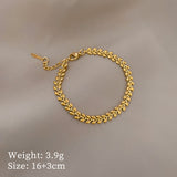 casual pastoral simple style solid color titanium steel plating gold plated bracelets