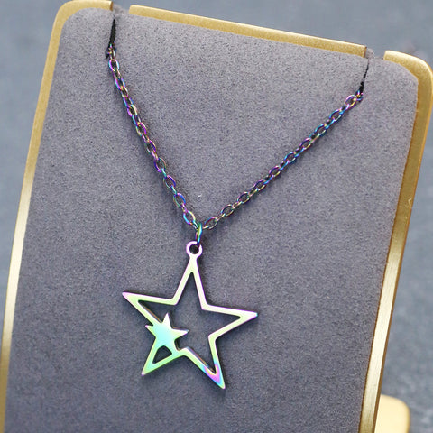 simple style star alloy plating gold plated women's pendant necklace