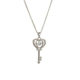 Fairy Style Key Titanium Steel Copper Plating Inlay Zircon Silver Plated Pendant Necklace