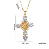 Shiny Cross Stainless Steel Plating Inlay Zircon 18K Gold Plated Pendant Necklace