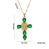 Shiny Cross Stainless Steel Plating Inlay Zircon 18K Gold Plated Pendant Necklace