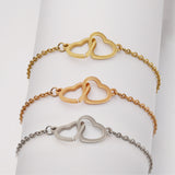 sweet heart shape stainless steel hollow out 18k gold plated rose gold plated bracelets