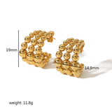 Roman Style C Shape Stainless Steel 18K Gold Plated Ear Studs