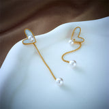 Elegant Heart Shape Titanium Steel Plating Artificial Pearls Shell Drop Earrings 1 Pair