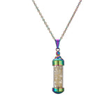 Natural Stone Stainless Steel 18K Gold Plated Pendant Necklace