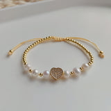 Star ⭐️ Moon 🌙 Heart 💛 shape pearl beaded inlay rhinestones bracelets 1 piece