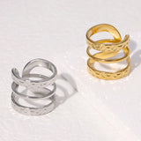 Adjustable geometric stainless steel plating 18k gold plated open rings