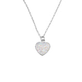 shiny heart shape stainless steel titanium steel gold plated silver plated artificial gemstones necklace