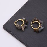 Handmade Natural Stone 18K Gold Plated Hoop Earrings