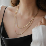 Solid color titanium steel plating gold plated layered necklaces