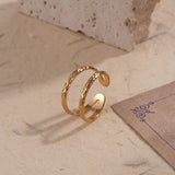 Casual stainless steel plating hollow out 18k gold plated open ring