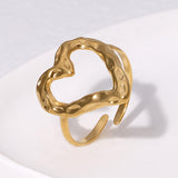 sweet heart shape stainless steel plating gold plated open rings