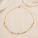 Moonstone stainless steel beaded plating 18k gold plated bracelets & necklace