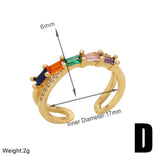 Choose your favorite Zircon Multicolor Copper Plating Inlay Zircon 18K Gold Plated Open Rings